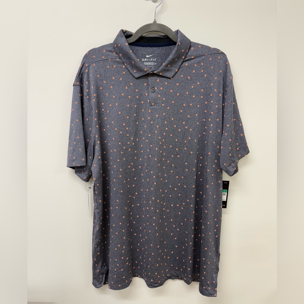 Nike Men's Polo Shirt in Gray with Orange Dots